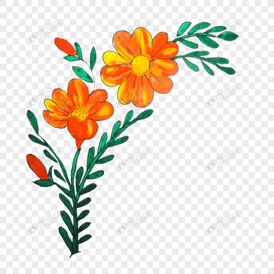 手绘花卉植物元素素材PNG格式_设计素材免费下载_VRF高清图片400275429